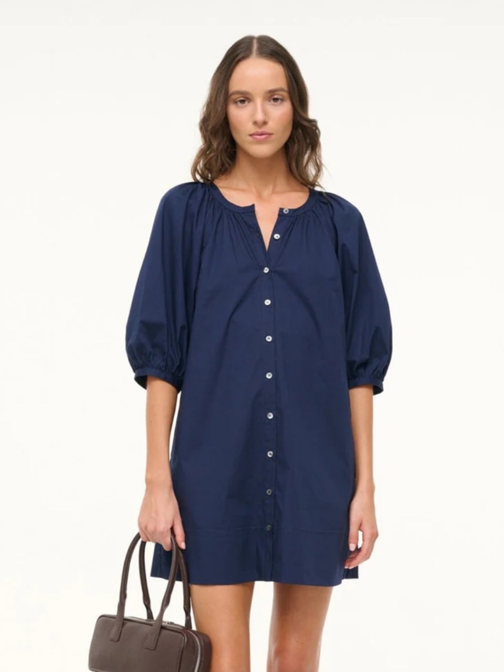 STAUD Mini Vincent Navy Dress